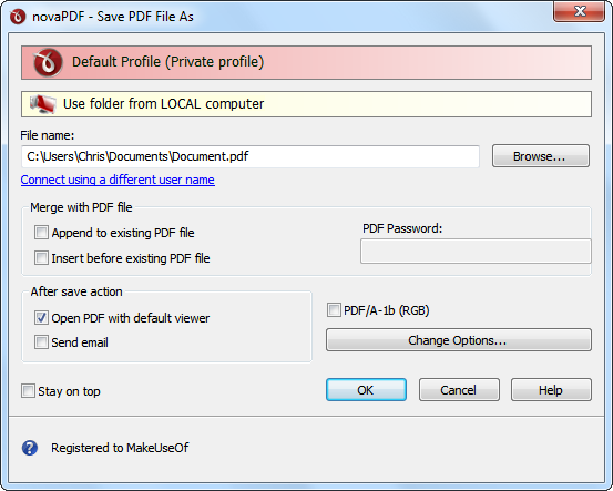 novapdf PDF-Datei speichern unter