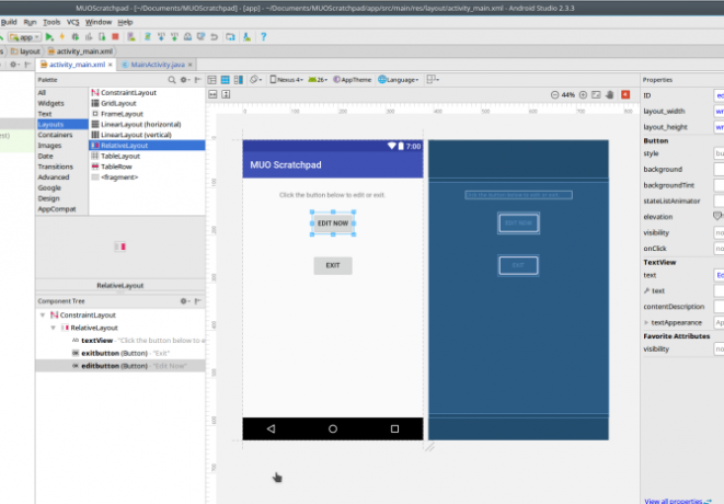 Android App erstellen Androidstudio Layouteditor