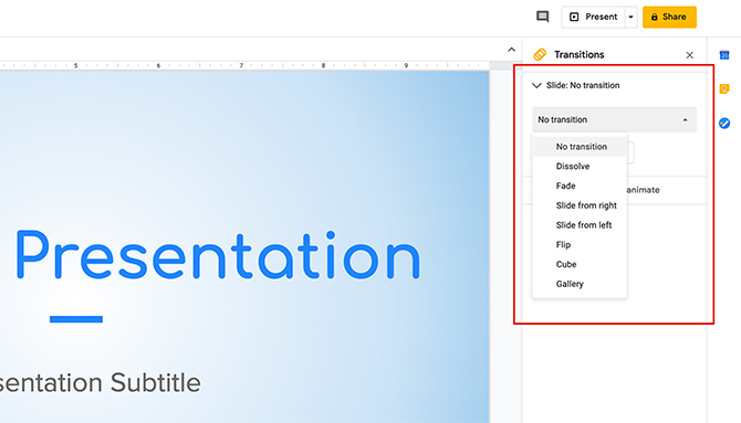 So erstellen Sie eine Präsentation Google Slides New Transition