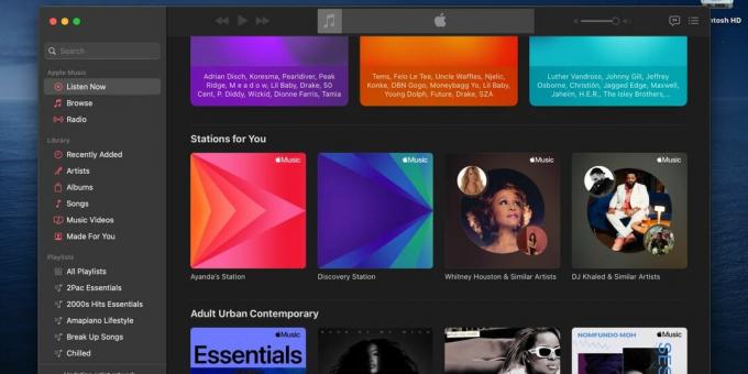 Abschnitt „Sender für Sie“ in der Apple Music-Desktop-App