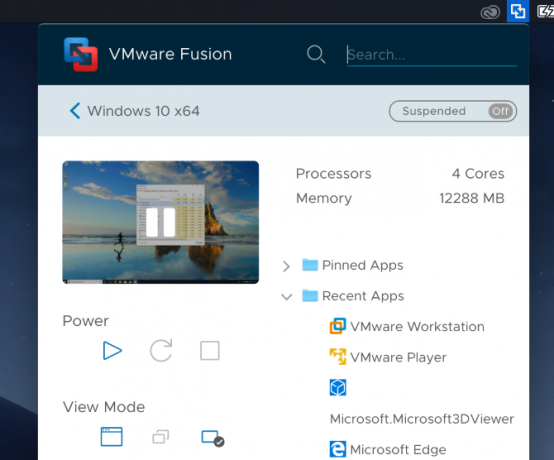 VMWare-Fusion-App-Menü