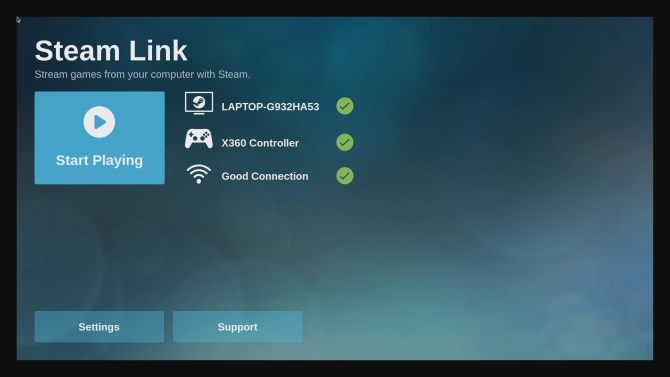 Hauptkonfigurationsmenü von Steam Link