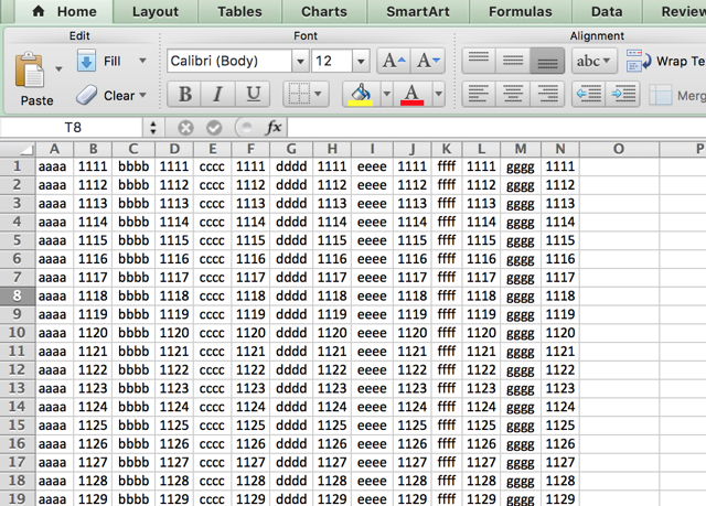 Excel-importierter-fester-Text