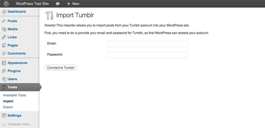 Was ist neu in WordPress 3.3? Tumblr-Import