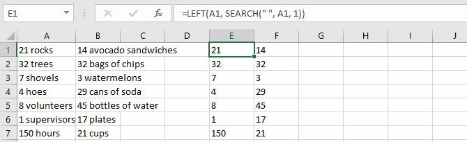 Kombinieren Sie die Funktionen LINKS und SUCHEN, um Text und Zahlen in Excel zu trennen.