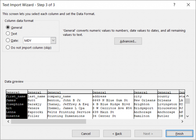 Spaltendatenformat im Textimport-Assistenten von Excel