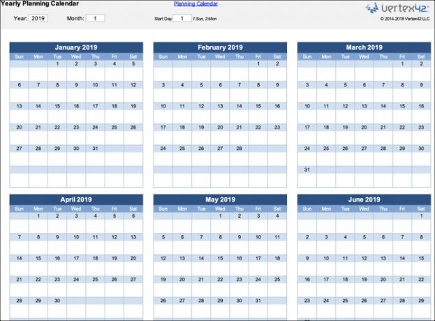 Jahresplanungskalender Excel-Vorlage