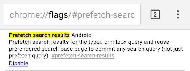 Chrome-Flags-Android-Prefetch-Suchergebnisse