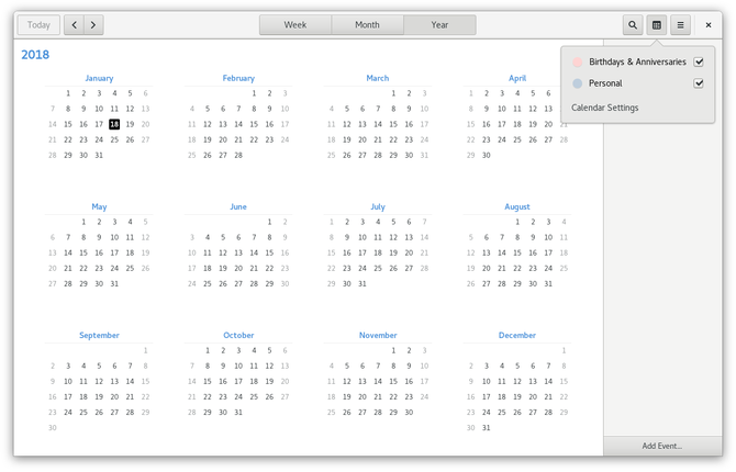 GNOME Kalender App