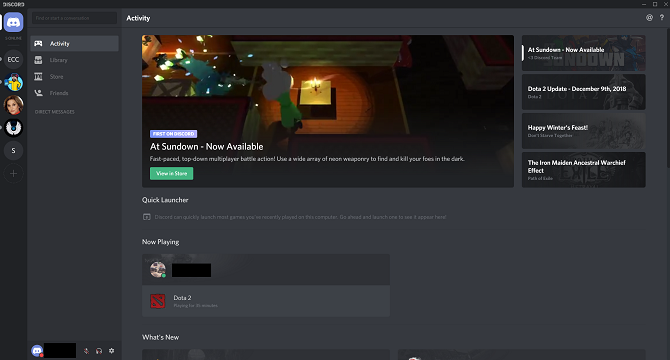 Screenshot der Discord Gamer Chat App