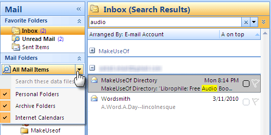 So suchen Sie in Outlook nach E-Mails