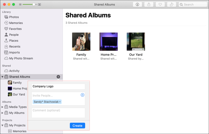 Mac-Fotos Erstellen Sie ein freigegebenes Album
