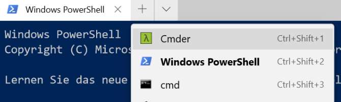 Registerkarte "Cmder" im Windows-Terminal