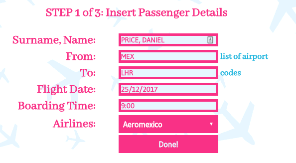 gefälschte Flugticket Details