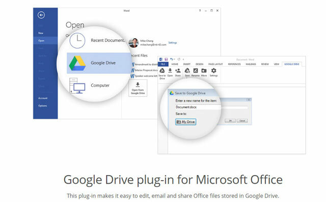 Google Drive Plug-in für Office 2016