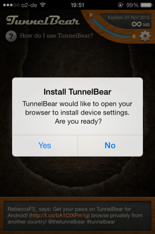 Richten Sie mit Tunnelbear tunnelbear3 in wenigen Minuten ein VPN auf Ihrem iPhone ein