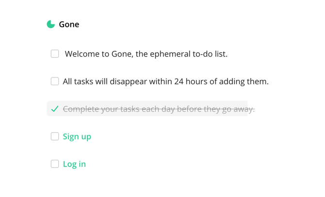 Erstellen Sie mit Gone eine kurzlebige Aufgabenliste