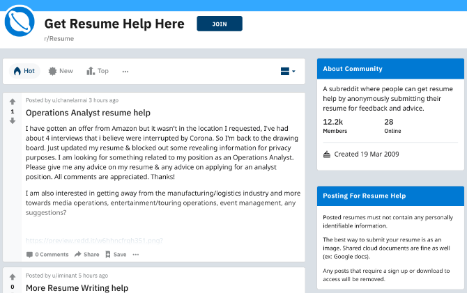 Reddits Lebenslauf ist eine Community von Menschen, die Ihnen bei der Erstellung eines aussagekräftigen Lebenslaufs helfen 