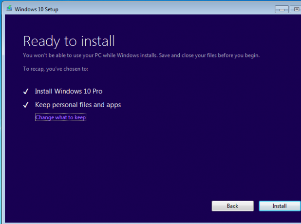 Windows 10 Bereit zur Installation des Media Tools