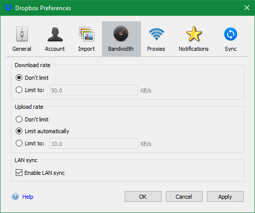 Dropbox Limit Bandbreite
