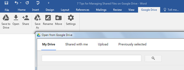 Google Drive Plugin für MS Office