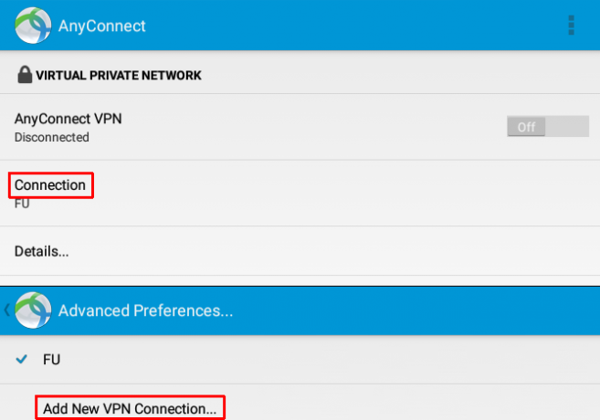 So stellen Sie mit Ihrem Android-Tablet eine Verbindung zu Ihrem Arbeits-VPN her AnyConnect Connection 670x469