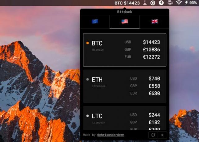 bitdock-Mac Menüleiste Apps