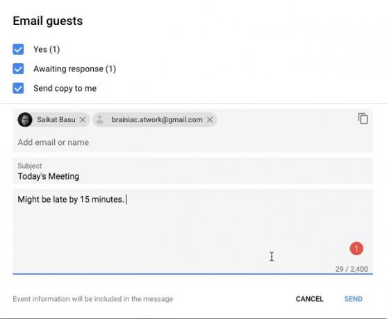 Google Kalender - E-Mail-Besprechung