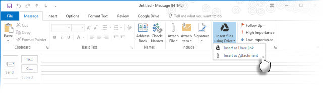 Google Drive Plug-in mit Microsoft Outlook