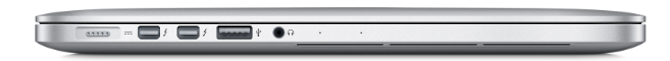 Thunderbolt 2-Anschlüsse an einem Macbook Pro