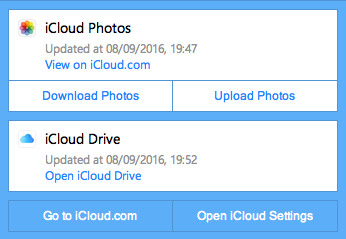 Screenshot zum Status der iCloud-Systemsteuerung