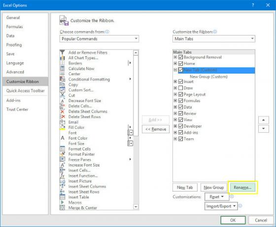 Excel-Multifunktionsleistenregisterkarte umbenennen