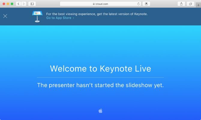 Keynote Live Warteseite in Safari