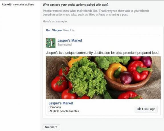 Facebook Social Action Anzeige