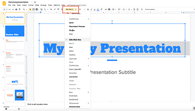 So erstellen Sie eine Präsentation Google Slides Ändern des Schriftstils