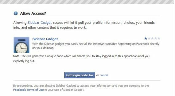 Facebook Login Seitenleiste