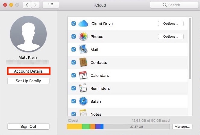 Mac iCloud-Einstellungen