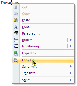 So verwenden Sie die Forschungsfunktion in Microsoft Word 2007 3 Klicken Sie mit der rechten Maustaste