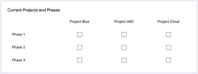 Google Forms Checkbox Grid