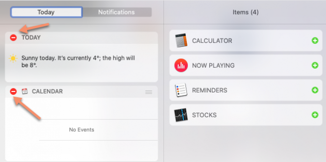 Widgets aus dem Notification Center löschen