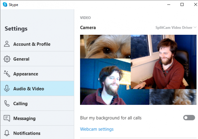 Skype Splitcam Webcam Einstellungen