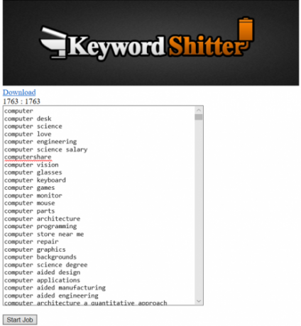 Keyword-Shitter-Ergebnisse