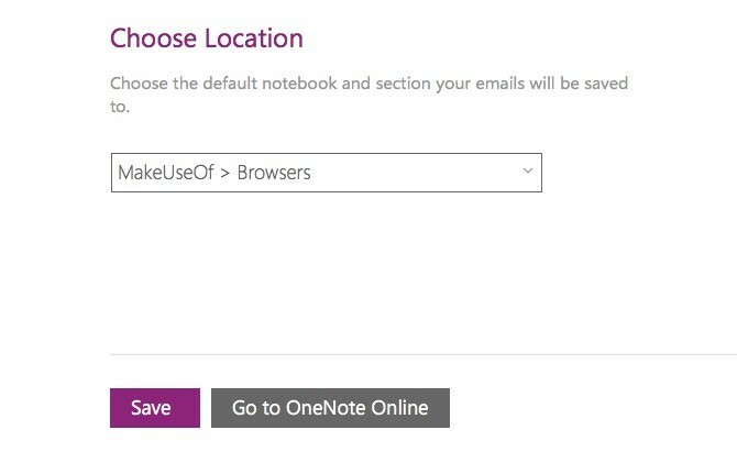 Wählen Sie OneNote Save Location