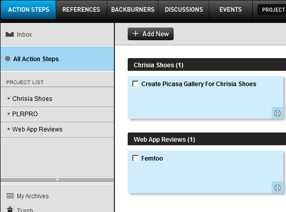 interaktiver Projektmanager