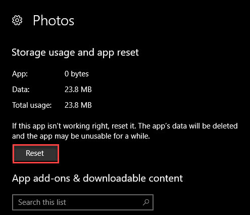 Windows 10-Fotos zurücksetzen