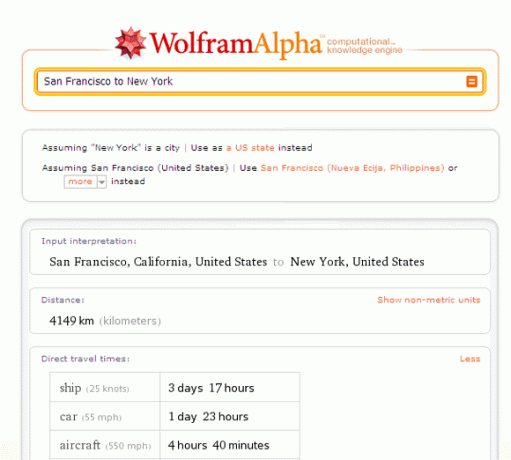 Wolfram Alpha-Suche