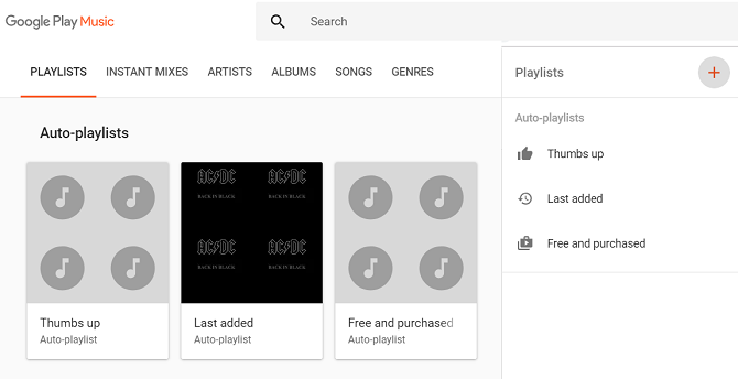 Google Play Music Playlist Erstellungsmenü