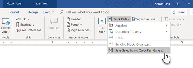 In der Quick Parts-Galerie in Microsoft Word speichern