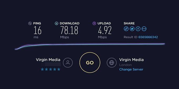 VPN Unlimited: Ein preisgünstiges, solides und zuverlässiges VPN ISP Speedtest-Ergebnis 1