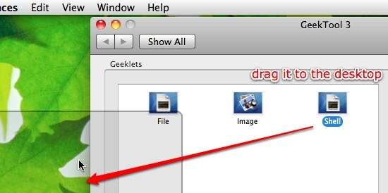 GeekTool - Anzeigen von Systeminformationen auf einem Mac in Style 02 Ziehen Sie die Shell-Konsole